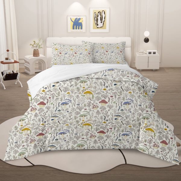 Sleepwish 3 Pieces Mushroom Decoration Queen Comforter Set Pastoral Bedding Set