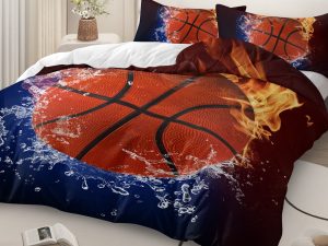 Sleepwish Basketball Blue Duvet Cover Set for Boys Microfiber Sports Bedding Twin 3 Piece