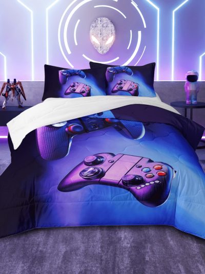 Sleepwish Gaming Comforter Set for Boys Twin Size Joystick Printed Bedding Set 3Pcs