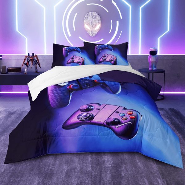 Sleepwish Gaming Comforter Set for Boys Twin Size Joystick Printed Bedding Set 3Pcs