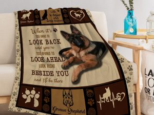 Sleepwish Flannel Fleece Blanket German Shepherd Dog Throw Blanket for Bed Couch Chair, 50x60"