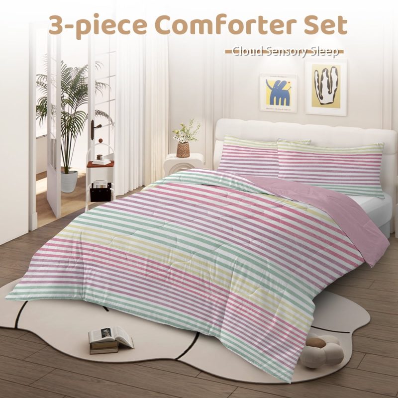 Sleepwish 3 Pieces Mushroom Decoration Queen Comforter Set Pastoral Bedding Set - Image 24