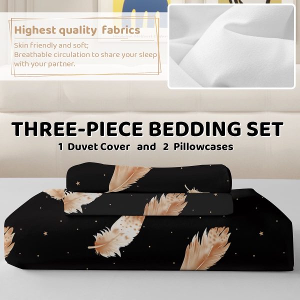 Sleepwish 3 Pieces Broad Leaves Printed Duvet Cover Set King for Adults Soft Bedding Set Green