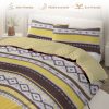 Sleepwish 3 Pieces Geometric Printed Bedding Duvet Cover Set Queen for Kids Brown Yellow Bedroom Decor - Image 4