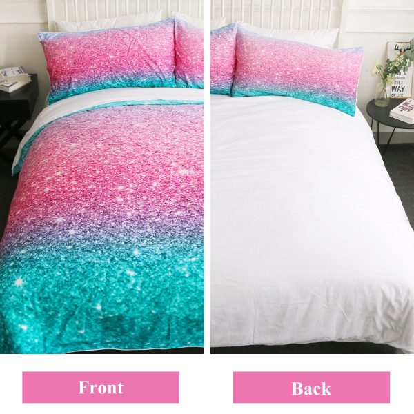 Sleepwish 3-Pieces Duvet Cover Set Ultra-Soft Microfiber,Twin,Pink/Blue
