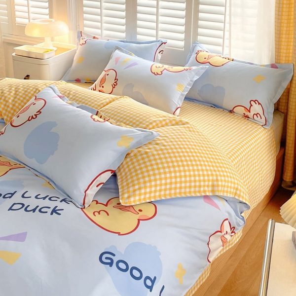 Sleepwish 3 Pieces Colorful Flowers Duvet Cover Set Queen for Teens Soft Bedding Set Pink Green