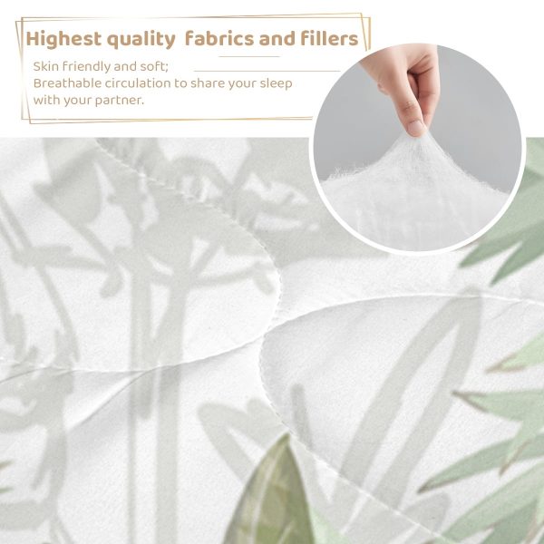 Sleepwish Tree Printed Comforter Set Twin 3Pcs Green Tropical Palm Trees Bedding Set