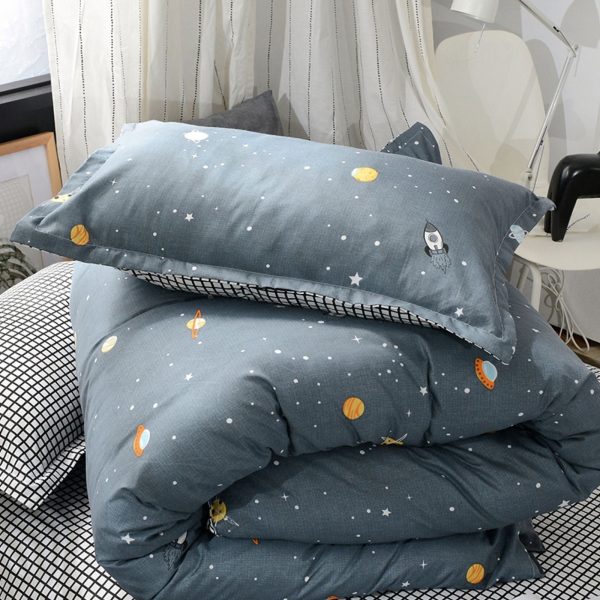Sleepwish 3 Pieces Blue Geometric Stripes Duvet Cover Set Queen for Teens Soft Bedding Set