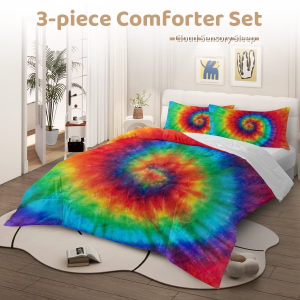 Sleepwish 3 Pieces Rainbow Comforter Set Full for Girls Pink Bedding Set for Kids Down Alternative