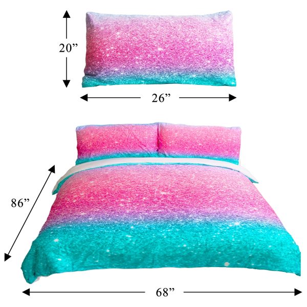 Sleepwish 3-Pieces Duvet Cover Set Ultra-Soft Microfiber,Twin,Pink/Blue