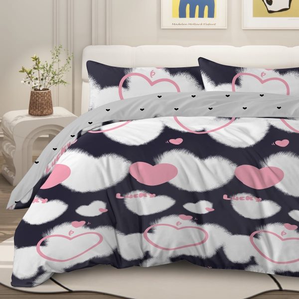 Arightex 3 Pieces Purple Flowers Printed Bedding Duvet Cover Set King for Adults Girls Bedroom Decor