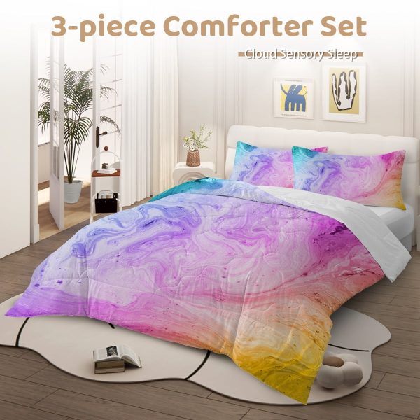 Sleepwish Girls 3-Piece Tie Dye Bedding Comforter Set Twin Size for Adults Abstract Printed Bedding Set