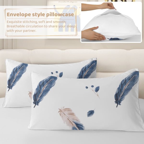 Sleepwish 3 Pieces Broad Leaves Printed Duvet Cover Set King for Adults Soft Bedding Set Green