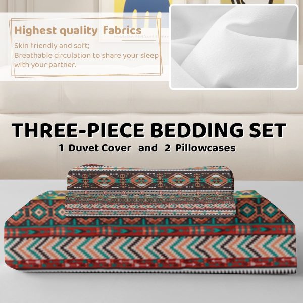 Sleepwish 3 Pieces Bohemian Pattern Bedding Duvet Cover Set Full for Kids Green Bedroom Decor