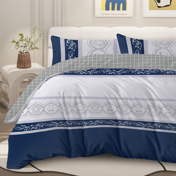 Arightex 3 Pieces Purple Flowers Printed Bedding Duvet Cover Set King for Adults Girls Bedroom Decor