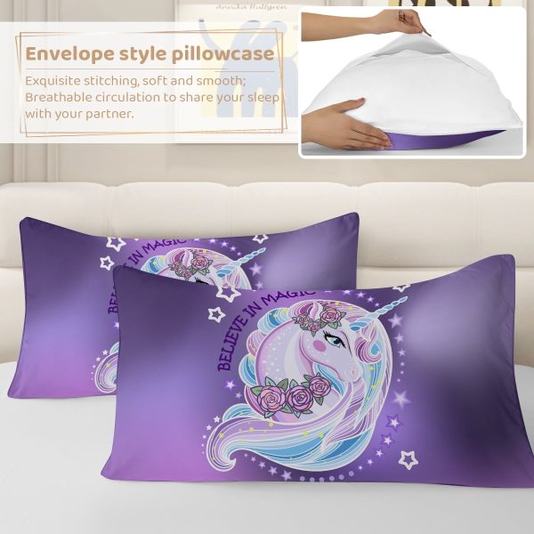 Sleepwish Purple Unicorn Duvet Cover Set for Girls Kids Full 3D Unicorn Printed Bedding Set