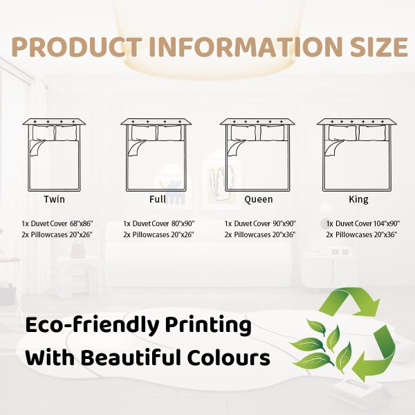 Sleepwish 3 Pieces Broad Leaves Printed Duvet Cover Set King for Adults Soft Bedding Set Green