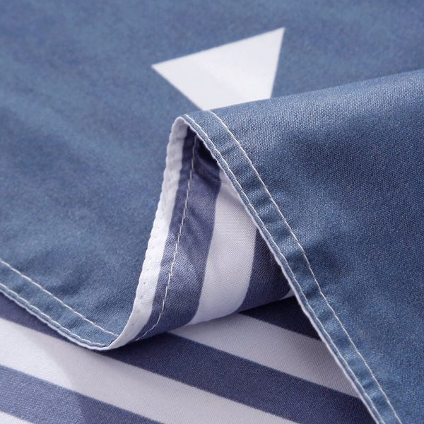 Sleepwish 3 Pieces Blue Geometric Stripes Duvet Cover Set Queen for Teens Soft Bedding Set