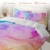 Sleepwish 3pcs Tie Dye Pastel Pink Duvet Cover Set Full Size for Kids Girls Watercolor Marble Bedding Set - Image 4