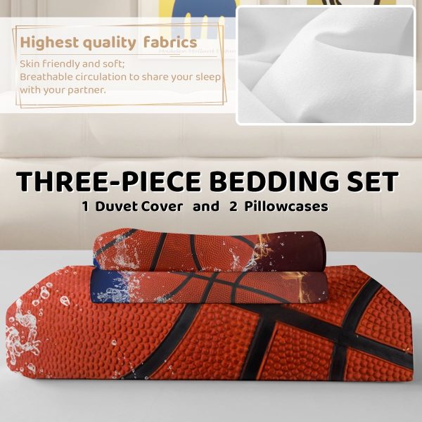 Sleepwish Basketball Bedding Set Full Sports Duvet Cover Set for Boys Microfiber, 3 Piece