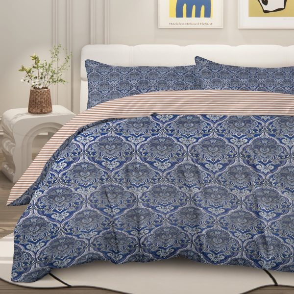 Sleepwish 3 Pieces Blue Meteor Shower Printed Bedding Duvet Cover Set Queen for Kids Girls Bedroom Decor