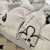 Sleepwish 3 Pieces Flower Language Printed Duvet Cover Set King for Adults Soft Black White Bedding Set - Image 3