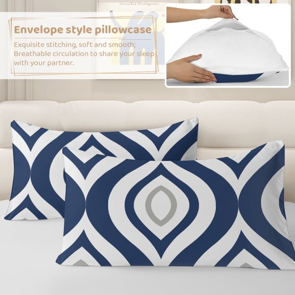 Sleepwish 3 Pieces Retro Stripe Duvet Cover Set Full for Kids Soft Classical Black Grey Bedding Set