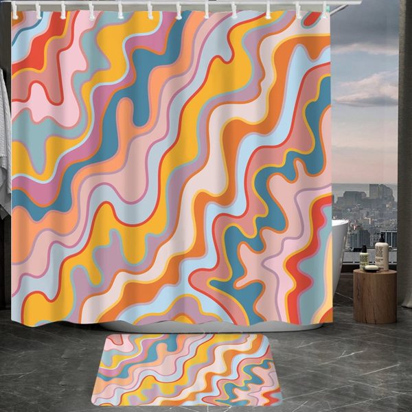 Sleepwish Pink Shower Curtain with 12 Hooks - Lightweight Waterproof Shower Curtain for Bathroom, 72x72"