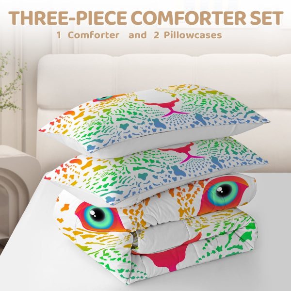 Sleepwish Colorful Leopard Comforter Set Full, 3pcs Soft Microfiber Kids Bedding Set All Seasons