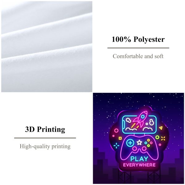 Sleepwish Gaming Bedding Set for Boys, 3pcs Gamer Duvet Cover Twin 1 Microfiber Comforter Cover with 2 Pillowcases