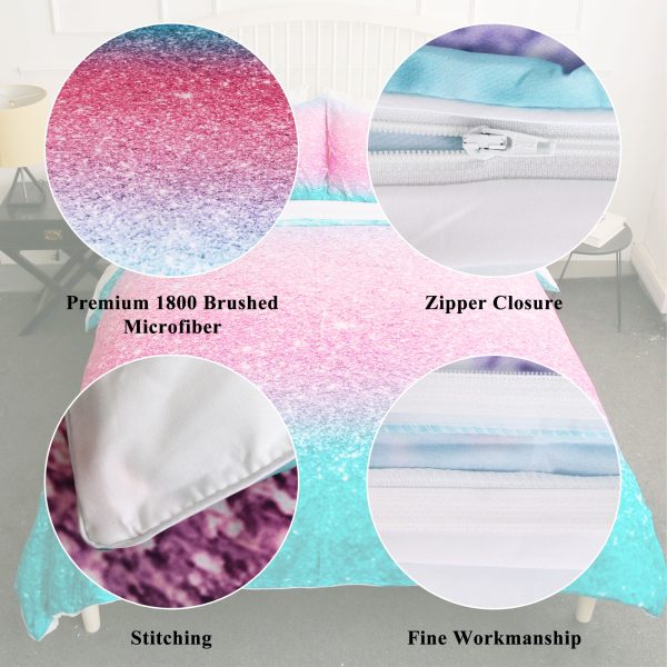 Sleepwish 3-Pieces Duvet Cover Set Ultra-Soft Microfiber,Twin,Pink/Blue