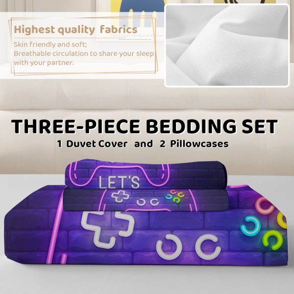 Sleepwish Gaming Twin Duvet Cover for Boys Kids, Games handle Bed Set 3 Piece