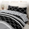 Sleepwish 3 Pieces Retro Polygon Plaid Duvet Cover Set Full for Kids Soft Black Gray Clover Bedding Set - Image 4