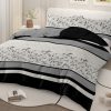 Sleepwish 3 Pieces Retro Polygon Plaid Duvet Cover Set Twin for Kids Soft Black Gray Clover Bedding Set - Image 11