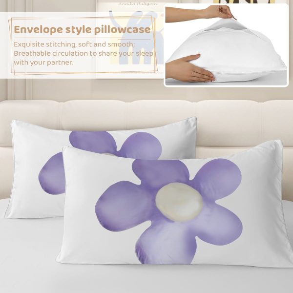 Arightex 3 Pieces Purple Flowers Printed Bedding Duvet Cover Set King for Adults Girls Bedroom Decor