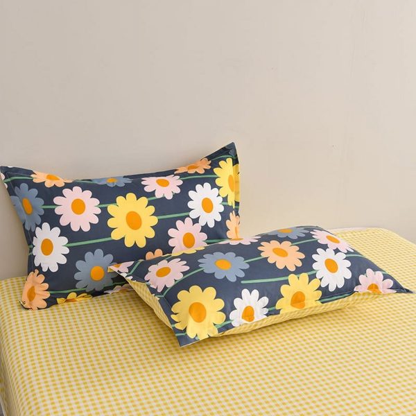 Sleepwish 3 Pieces Colorful Flowers Duvet Cover Set Queen for Teens Soft Bedding Set Pink Green
