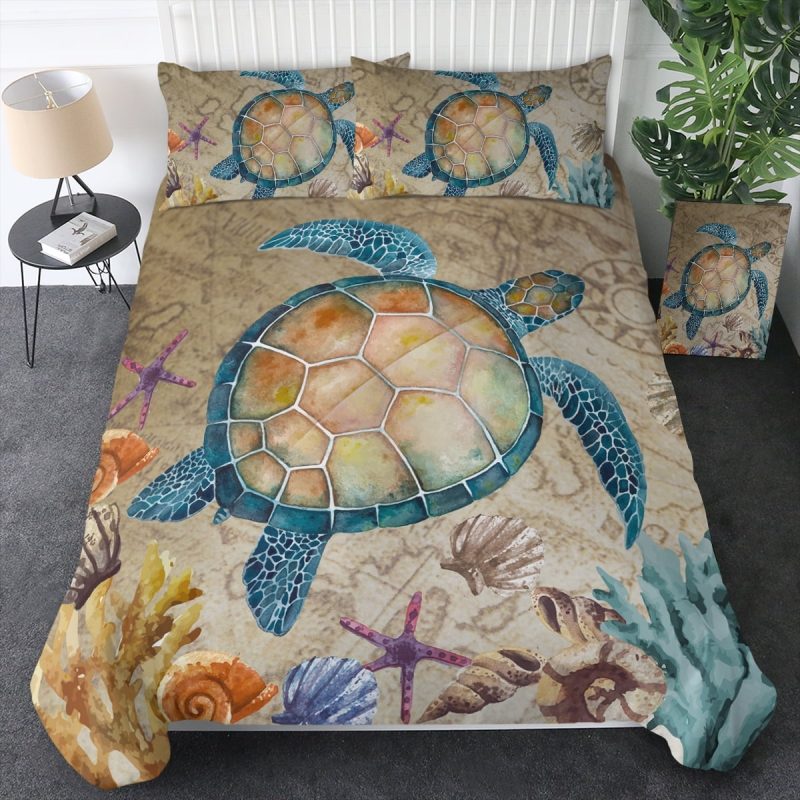 Arightex 3 Piece Twin Size Duvet Cover Set, Tortoise Sea Turtle Printed Bedding Gifts for Kids Teens - Image 9