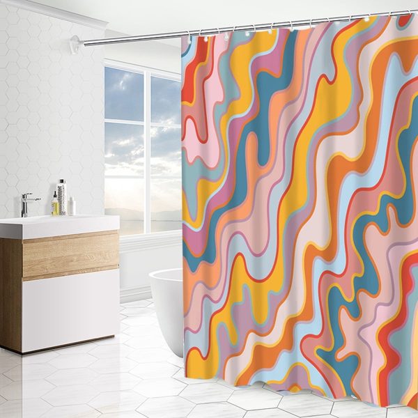 Sleepwish Pink Shower Curtain with 12 Hooks - Lightweight Waterproof Shower Curtain for Bathroom, 72x72"