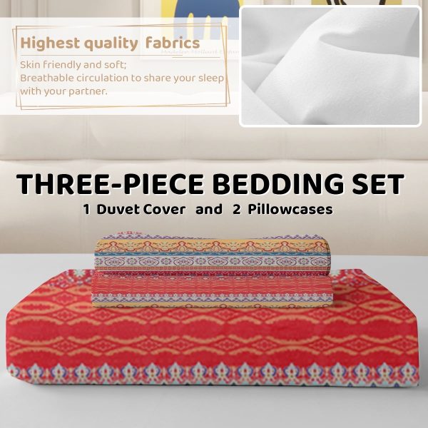 Sleepwish 3 Pieces Bohemian Pattern Bedding Duvet Cover Set Full for Kids Green Bedroom Decor