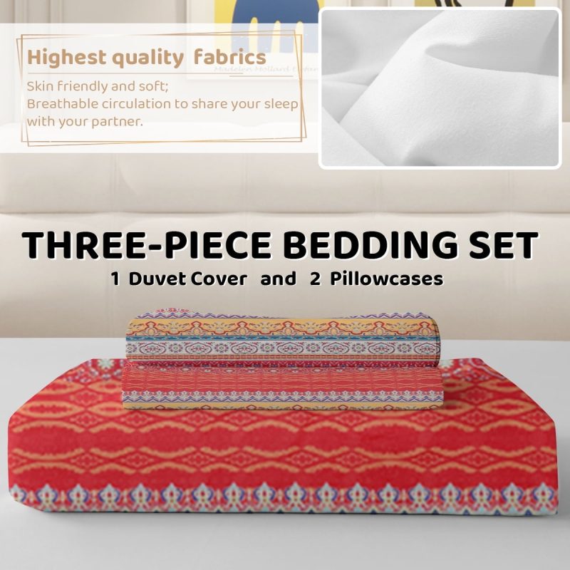 Sleepwish 3 Pieces Bohemian Pattern Bedding Duvet Cover Set Full for Kids Green Bedroom Decor - Image 28