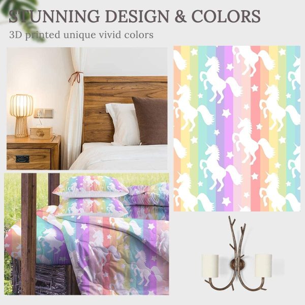 Sleepwish 3 Pieces Unicorn King Comforter Set Soft Bedding Set All Seasons Down Alternative