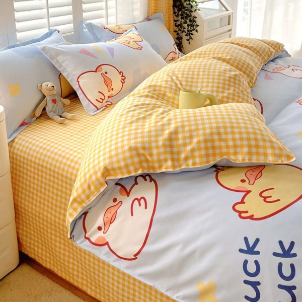 Sleepwish 3 Pieces Colorful Flowers Duvet Cover Set Queen for Teens Soft Bedding Set Pink Green