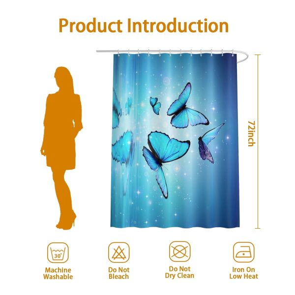 Sleepwish Marine Life Waterproof Shower Curtain for Bathroom with 12 Hooks, 72x72"