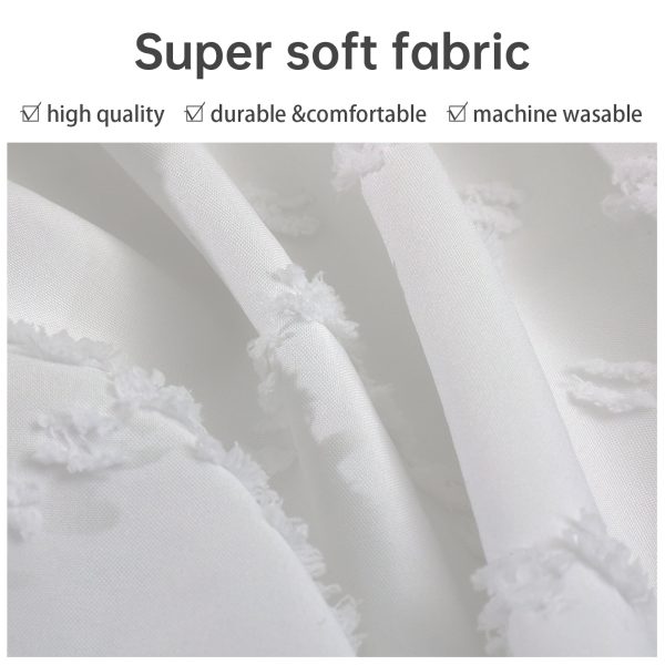 Sleepwish 3 Pieces Tufted Duvet Cover Set King Microfiber Soft White Comforter Cover Set