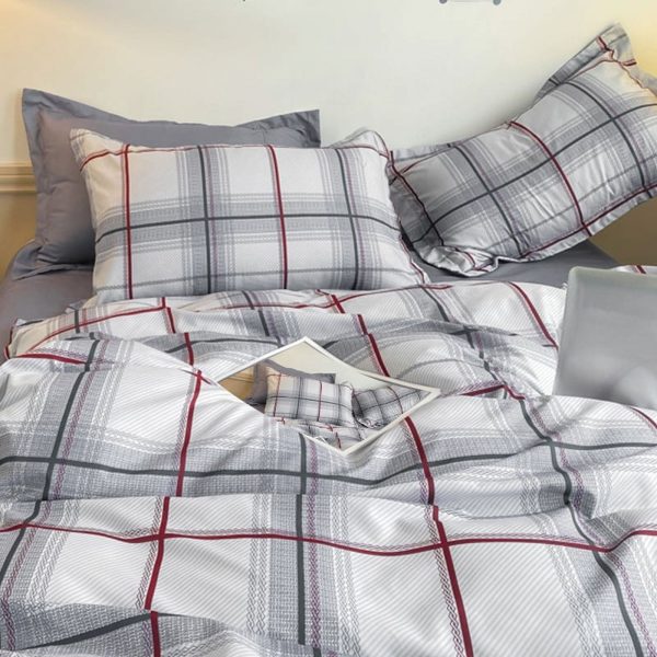 Sleepwish 3 Pieces Blue Geometric Stripes Duvet Cover Set Queen for Teens Soft Bedding Set