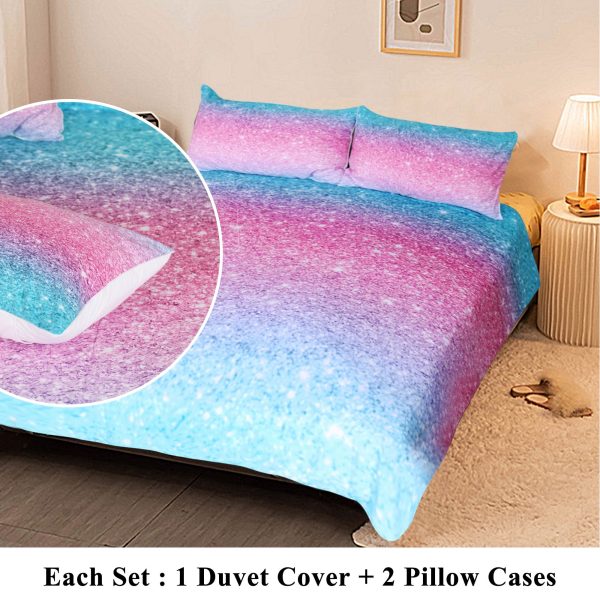 Sleepwish 3-Pieces Duvet Cover Set Ultra-Soft Microfiber,Twin,Pink/Blue