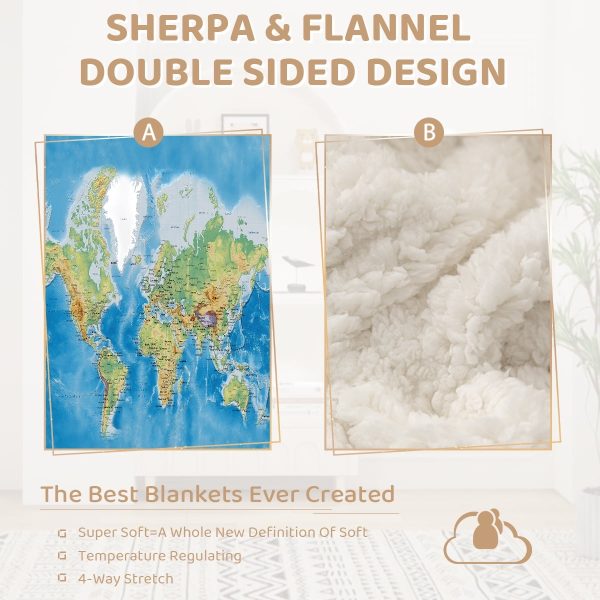 Sleepwish American Parks Sherpa Throw Blanket for Couch National Parks of America Retro Fleece Blanket, 50x60"