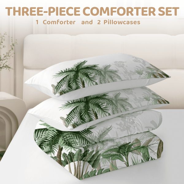 Sleepwish 3 Pieces Coconut Tree Comforter Set Full for Kids Banana Tree Bedding Set Down Alternative