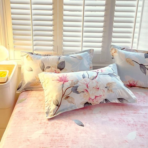 Sleepwish 3 Pieces Colorful Flowers Duvet Cover Set Queen for Teens Soft Bedding Set Pink Green