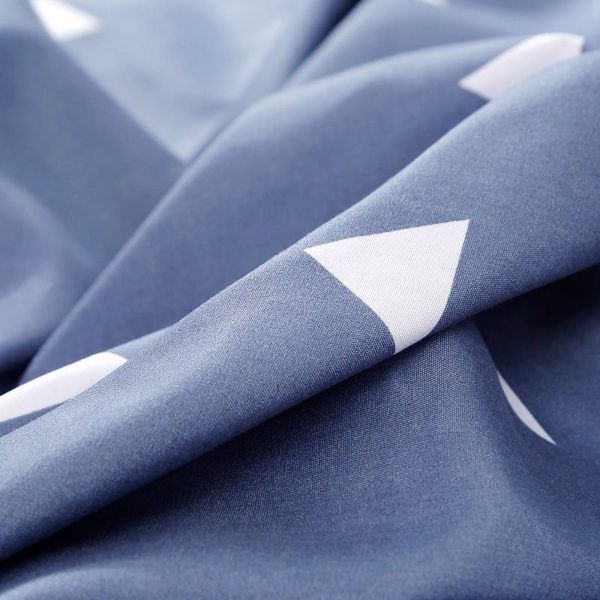 Sleepwish 3 Pieces Blue Geometric Stripes Duvet Cover Set Queen for Teens Soft Bedding Set